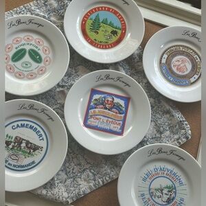 Vintage kutahaya cheese plates 8” six different scenes set of 6